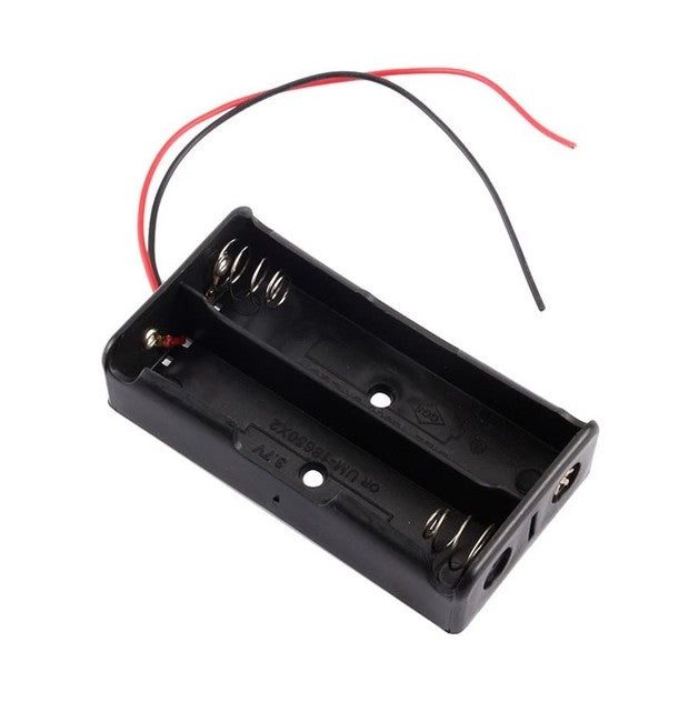 18650 x 2 Battery Holder Case without Cover with Wire Leads (Dual Cell Plastic Battery Holder)